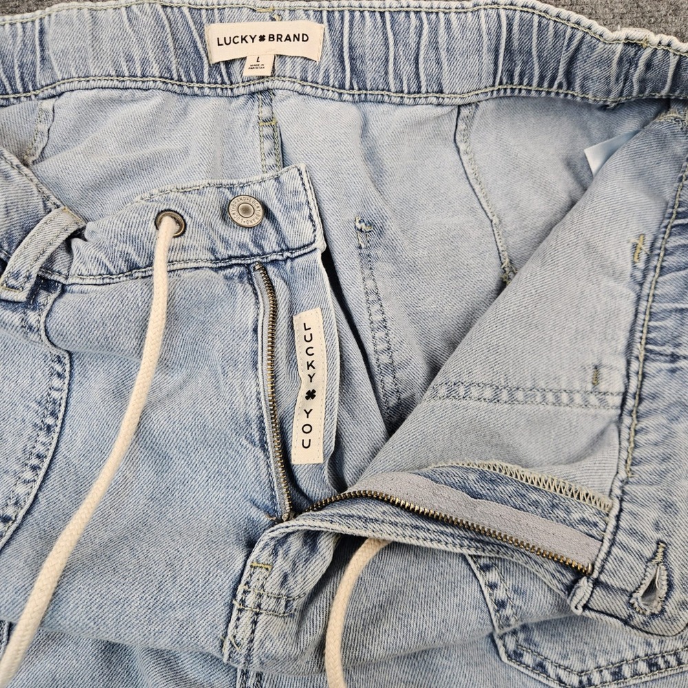 Lucky Brand Womens Light Wash Wide Leg Drawstring Denim Jeans Raw Hem Large - Picture 3 of 12